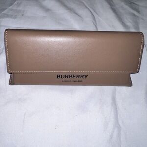 Burberry London England Camel Brown Leather Eyewear Glasses Case With Cloth